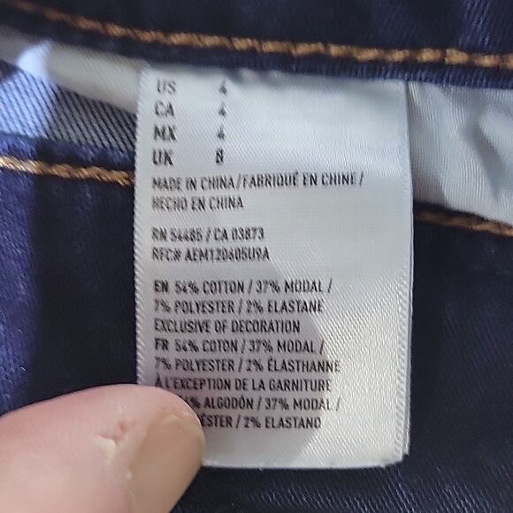 American Eagle Hi-Rise Shortie, Dark Wash Jean Shorts, Women's 4 - Picture 5 of 10